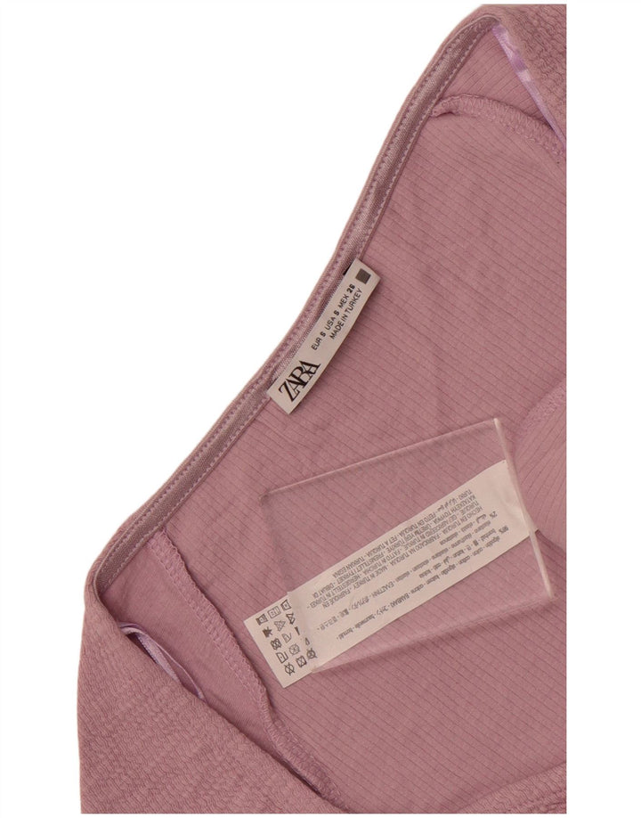 Damska bluzka Zara Crop Top UK 8, mała, fioletowa bawełna