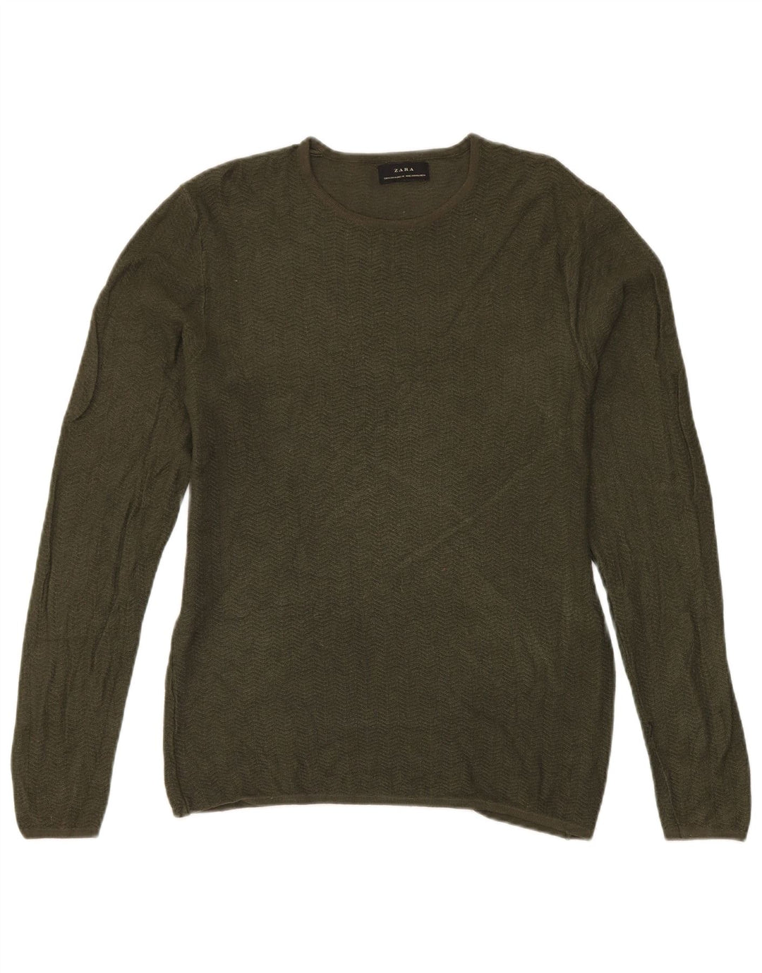 Męski sweter z okrągłym dekoltem Zara, średni zielony
