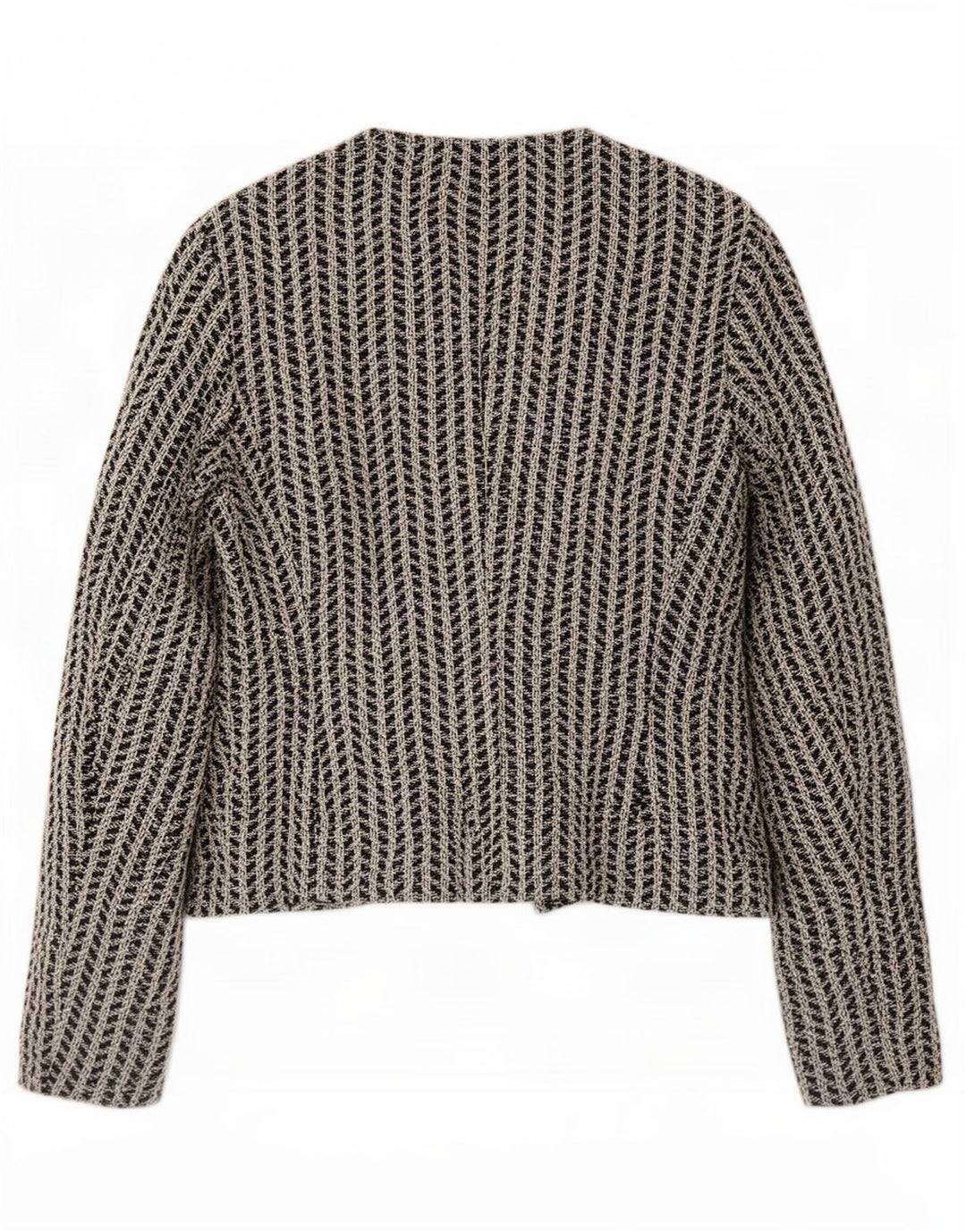 Hugo Boss Damska, oversize'owa, otwarta marynarka UK 10, mała, czarna, geometryczna