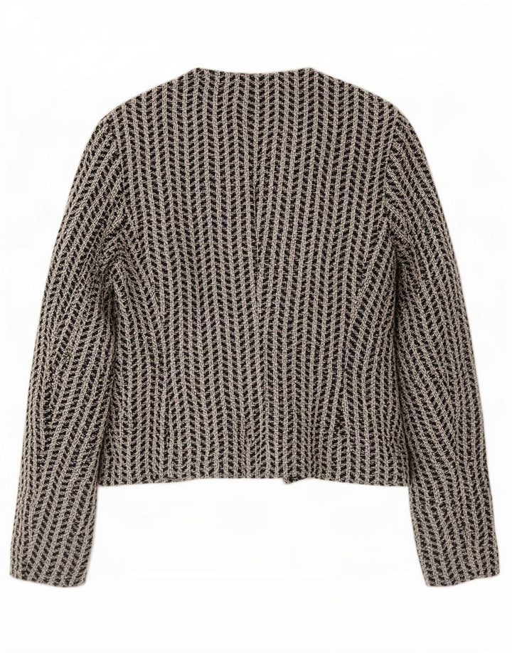 Hugo Boss Damska, oversize'owa, otwarta marynarka UK 10, mała, czarna, geometryczna