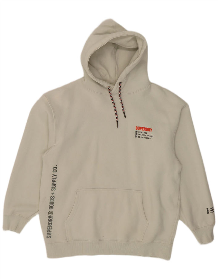 Męski sweter z kapturem Superdry z grafiką, średni biały, bawełniany