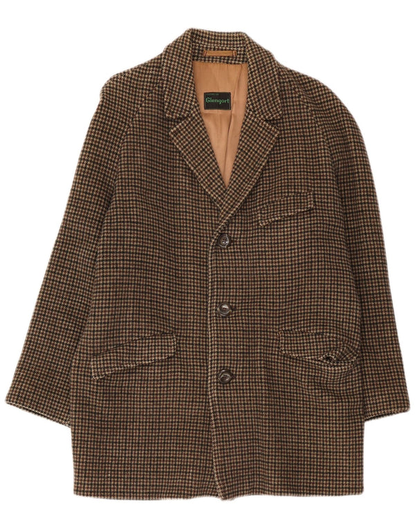 Płaszcz męski vintage UK 36 Small Brown w pepitkę
