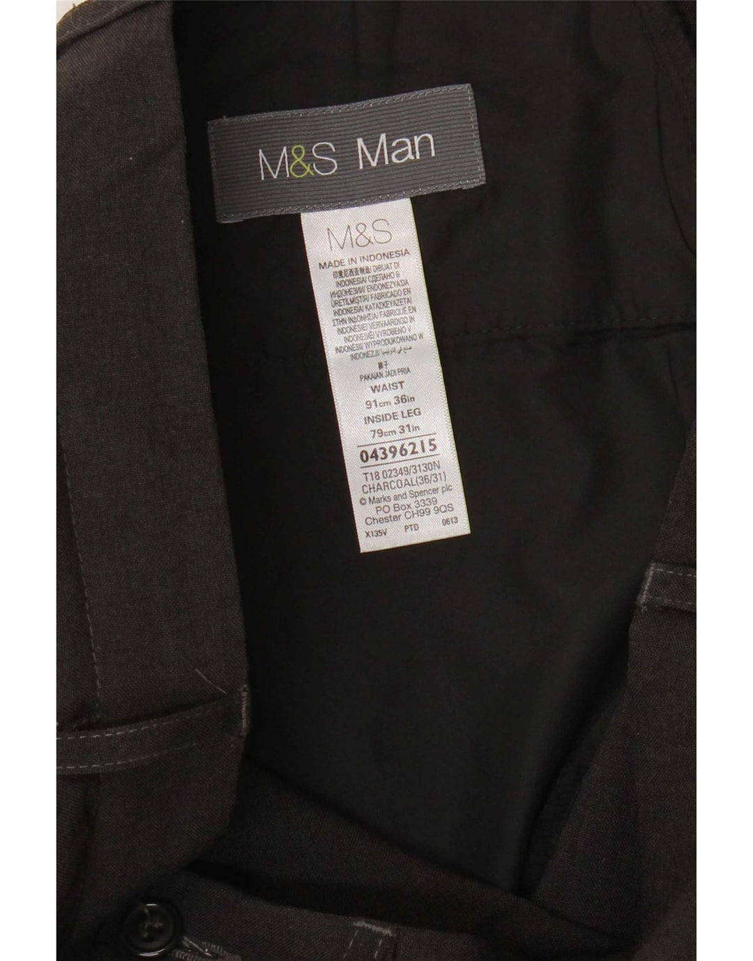 Męskie proste spodnie chino Marks & Spencer W36 L31 Szary poliester