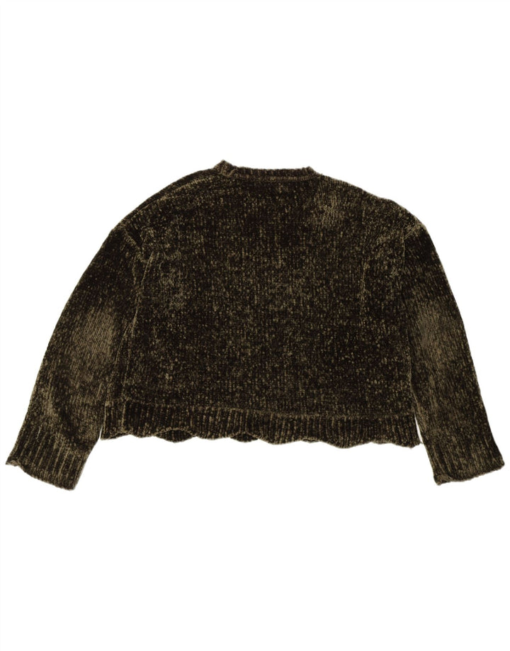Damski sweter oversize z dekoltem w łódkę Zara, UK 10, mały, khaki, poliester