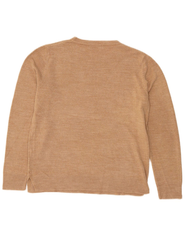 Marks & Spencer Damski sweter z okrągłym dekoltem, UK 14, średni beż, akryl