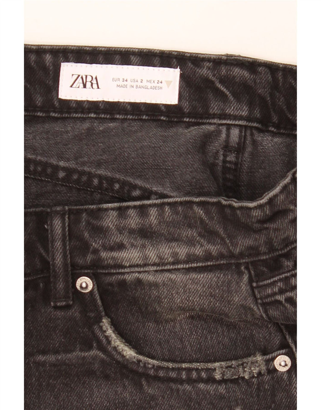Damskie spodenki jeansowe ZARA w trudnej sytuacji EU 34 2XS W24 czarne