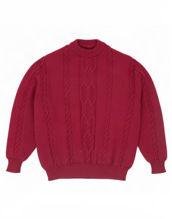 Vintage męski sweter z okrągłym dekoltem XL, bordowy