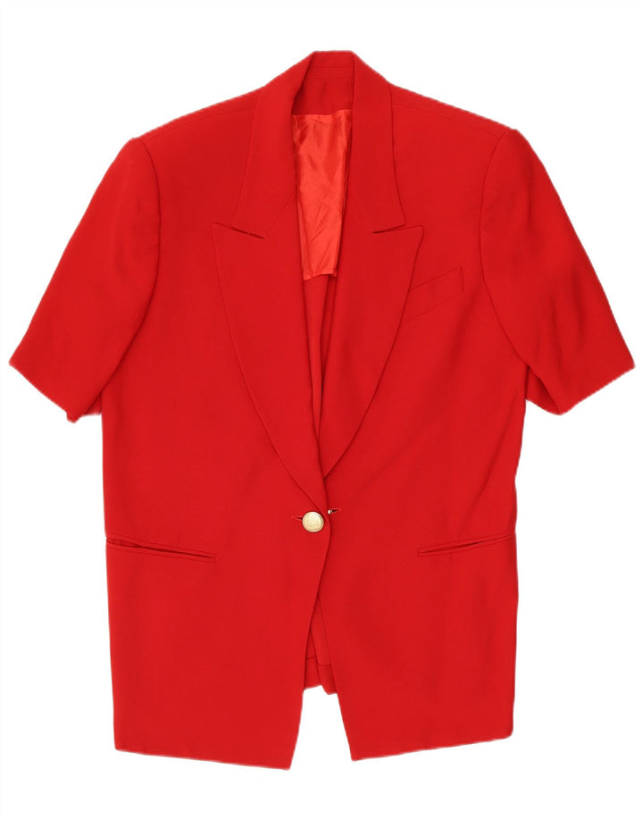 Vintage damska marynarka z krótkim rękawem, zapinana na 1 guzik, UK 14, średnia czerwień