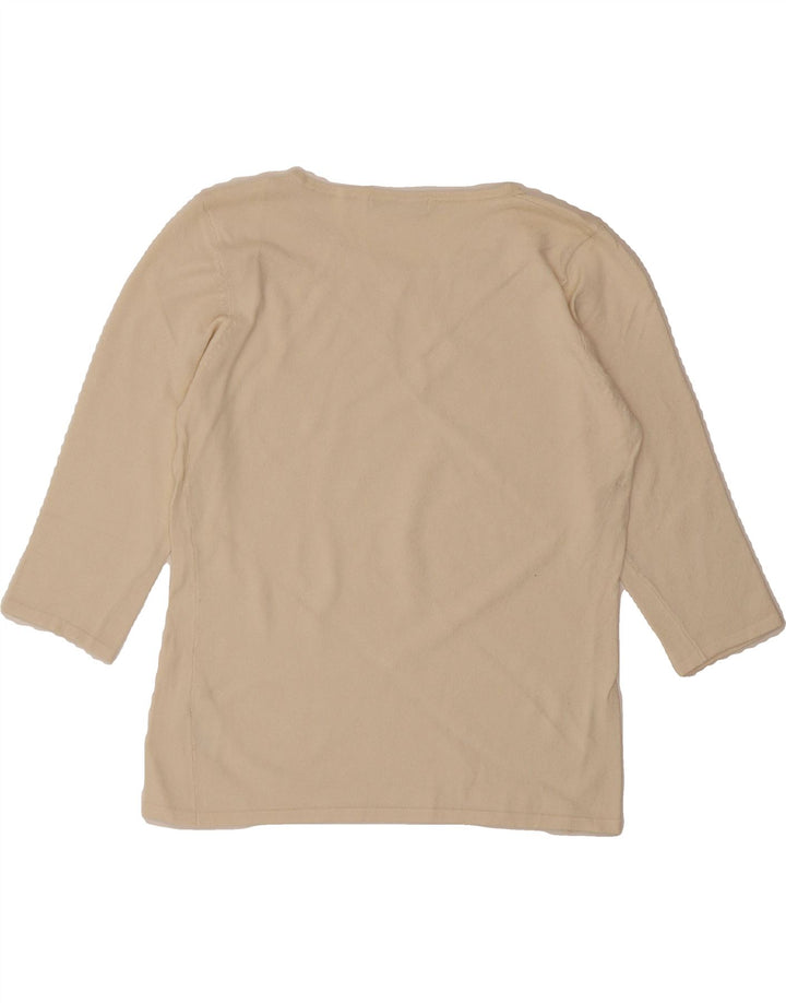 MARKS & SPENCER Womens Top 3/4 Sleeve UK 14 Medium Off White Viscose Vintage Marks & Spencer and Second-Hand Marks & Spencer from Messina Hembry 