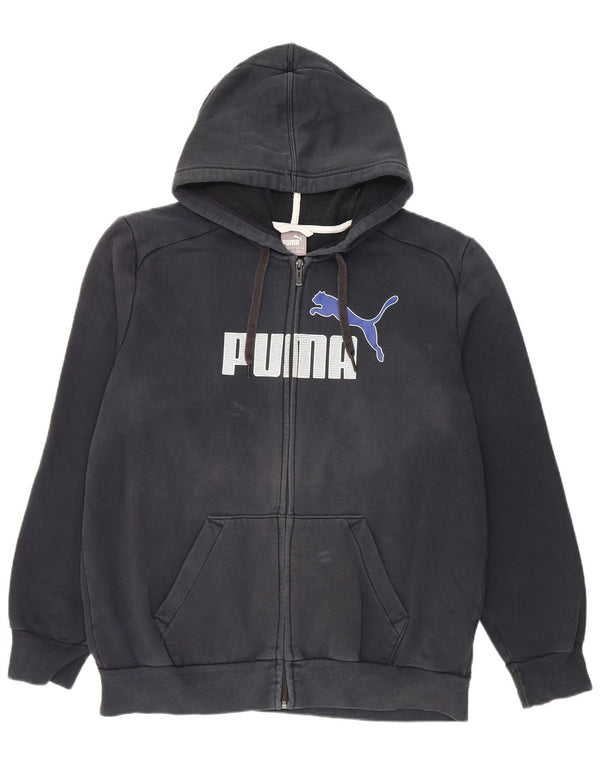 Męski sweter Puma z grafiką i zamkiem błyskawicznym, duży, czarny, bawełniany