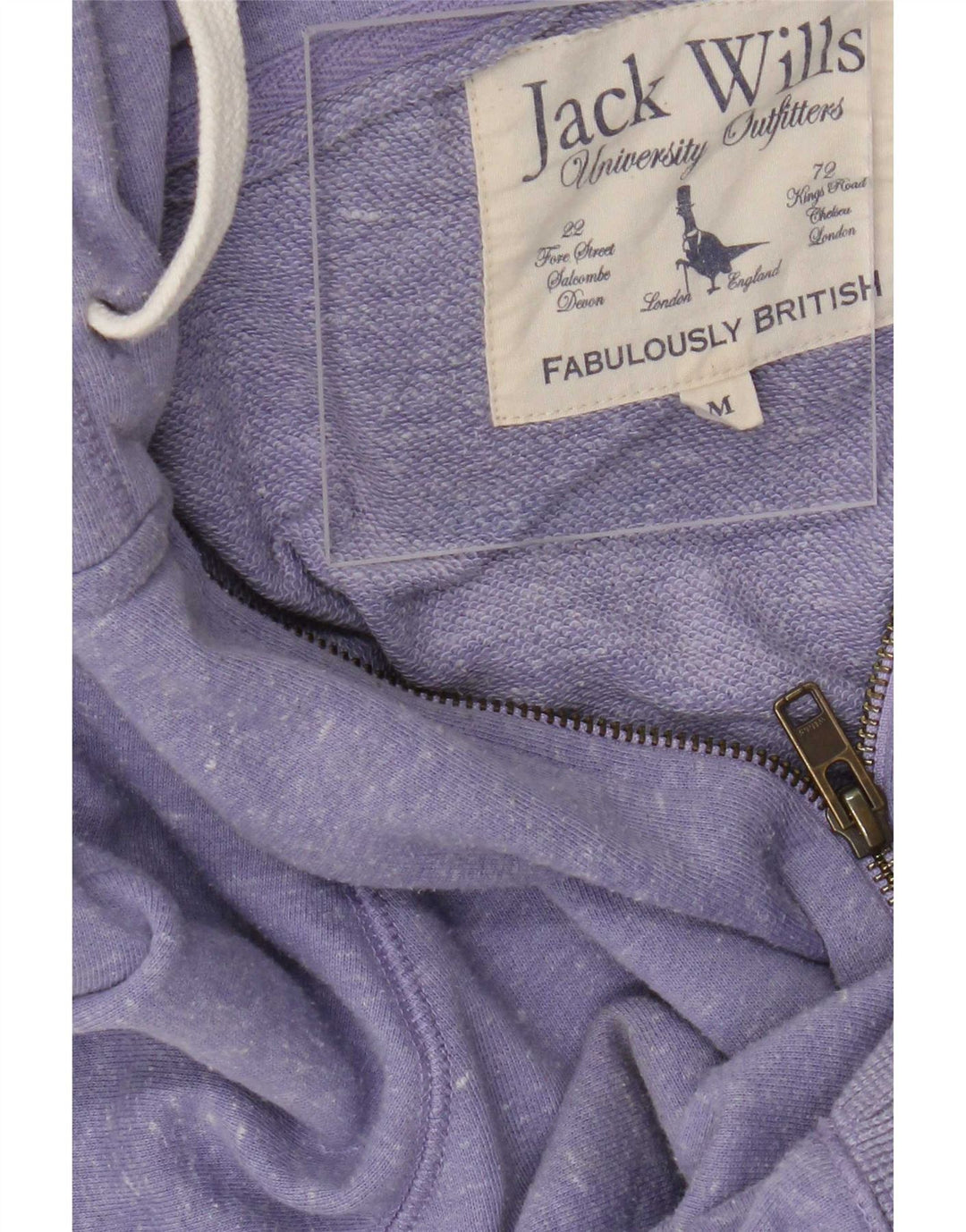 Męski sweter z kapturem i zamkiem błyskawicznym Jack Wills, średnio fioletowy, nakrapiany poliester