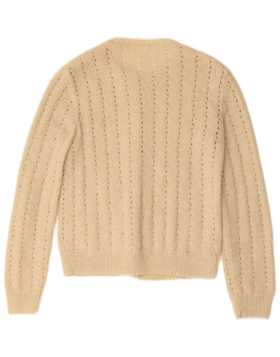 Sweter damski w stylu vintage, rozpinany UK 10, mały, beżowy