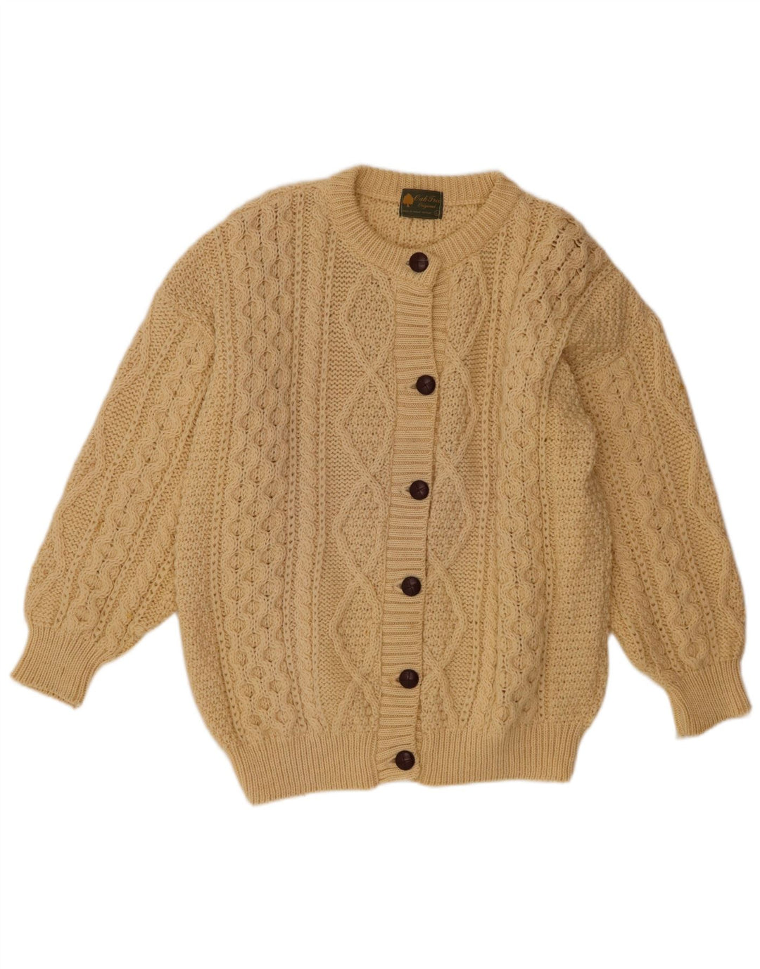 Damski sweter oversize Oak Tree UK 16, duży, beżowy, wełniany