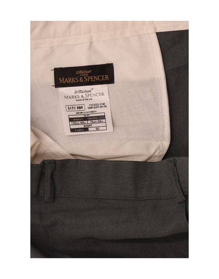 Męskie proste spodnie chino Marks & Spencer W40 L29 Szary poliester