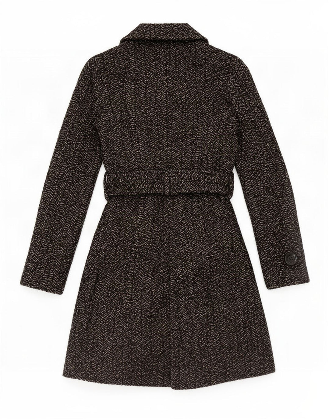 Dwurzędowy płaszcz damski Zara UK 10 Small Grey w jodełkę