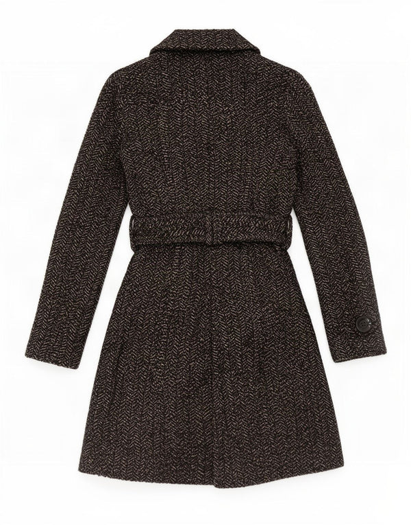 Dwurzędowy płaszcz damski Zara UK 10 Small Grey w jodełkę