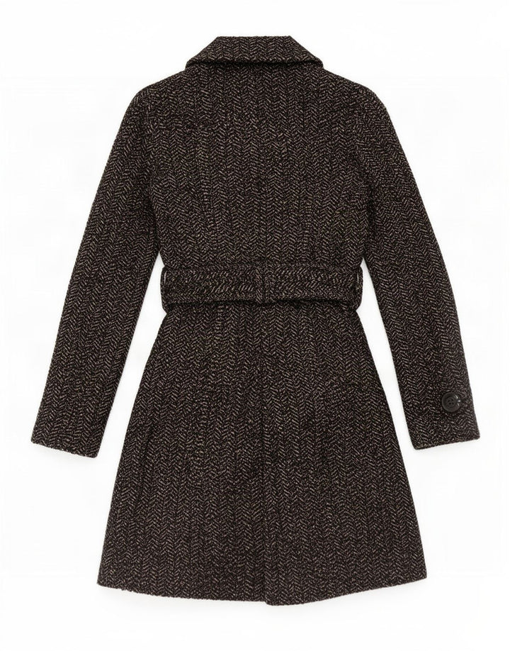 Dwurzędowy płaszcz damski Zara UK 10 Small Grey w jodełkę