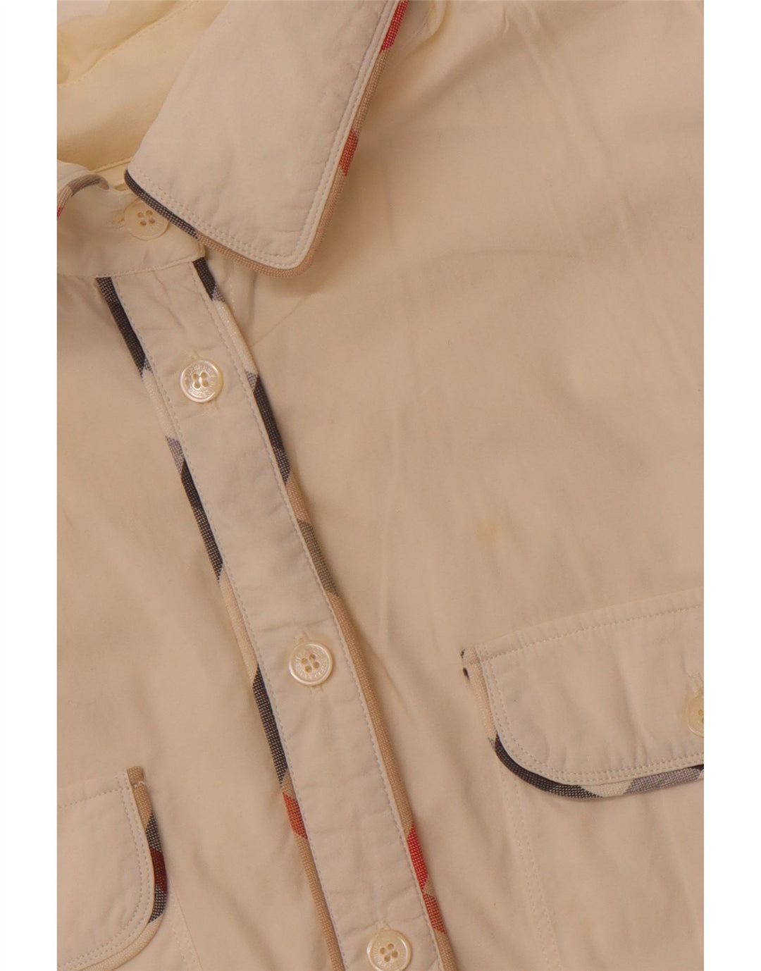 Damska koszula wojskowa BURBERRY bez rękawów, UK 14, duża, złamanej bieli, bawełniana