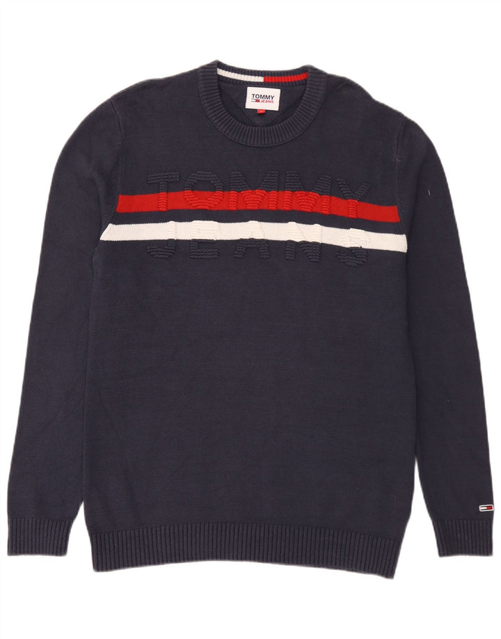 Męski sweter z okrągłym dekoltem Tommy Hilfiger, średni granatowy, bawełniany