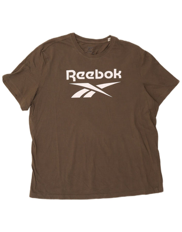 Męska koszulka z grafiką Reebok Top 2XL, bawełna khaki