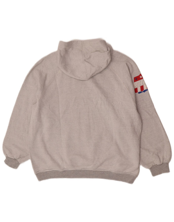 Damski sweter z kapturem w stylu vintage, UK 12, średnioszary, bawełniany