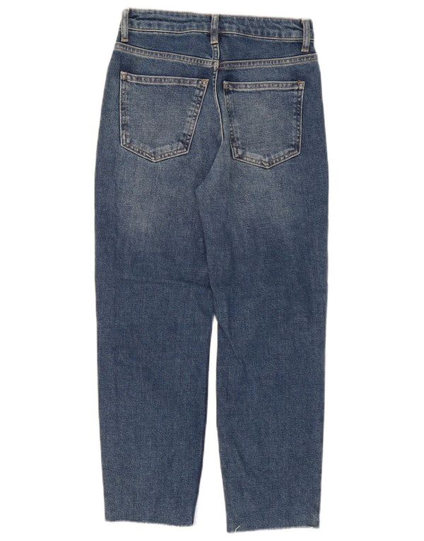 Topshop Damskie drobne dżinsy z wysokim stanem W25 L24 Niebieskie bawełniane