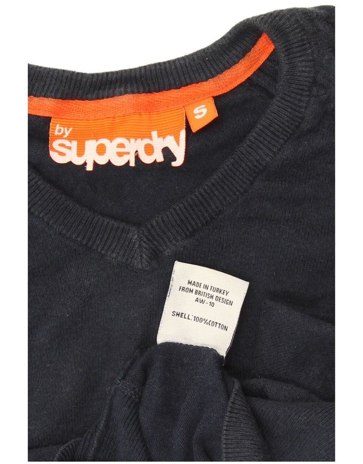 Męski sweter Superdry z dekoltem w kształcie litery V, mały, granatowy, bawełniany