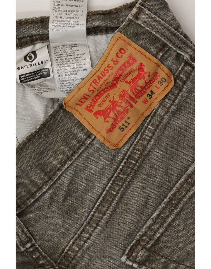Męskie jeansy Levi's 511 Slim W34 L30 Brązowa bawełna
