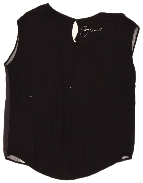 Damska bluzka bez rękawów Desigual Top UK 18 XL w czarne kwiaty