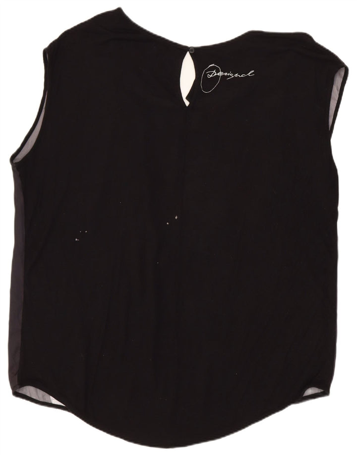 Damska bluzka bez rękawów Desigual Top UK 18 XL w czarne kwiaty