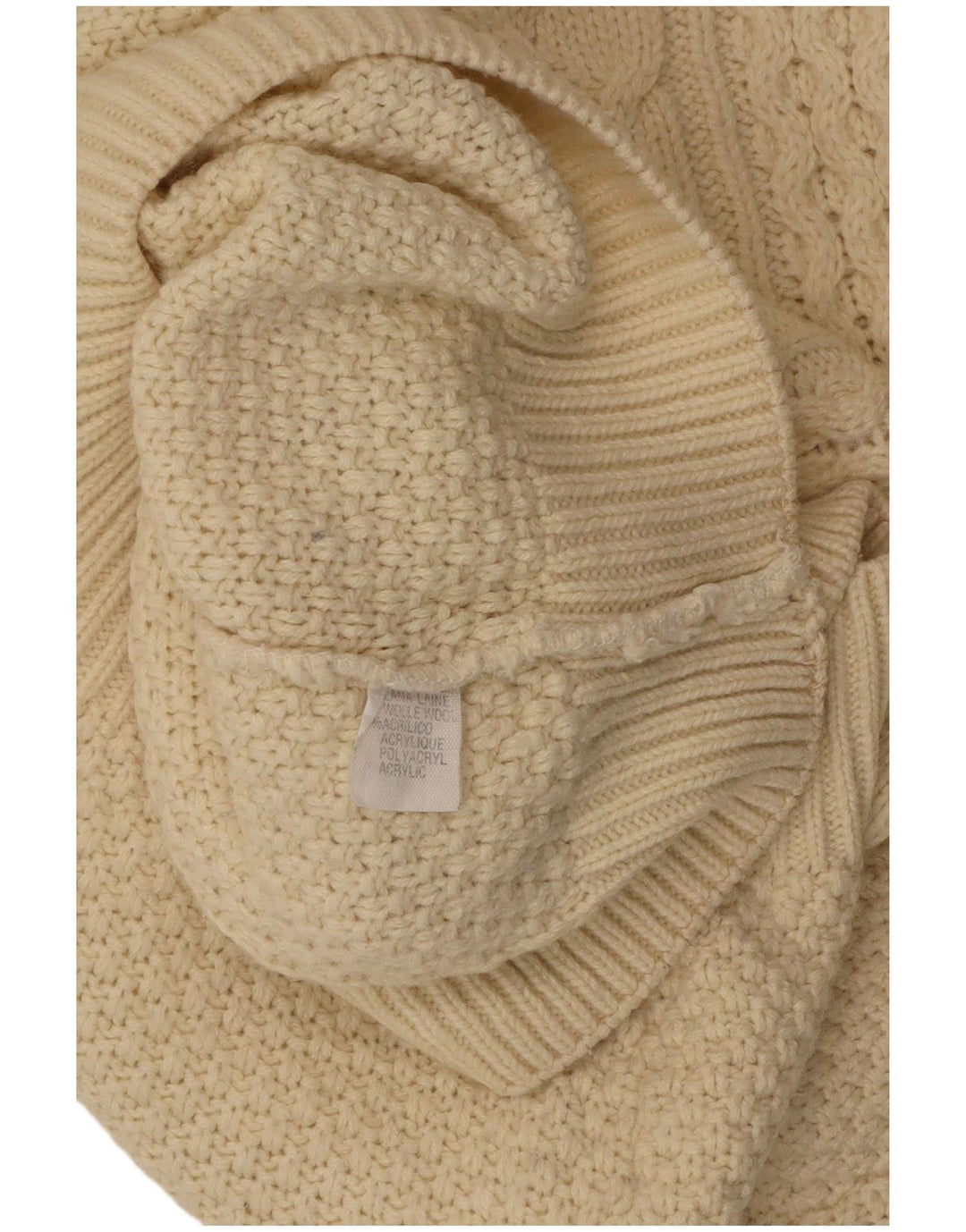 Sweter damski VINTAGE z golfem UK 18 XL w kolorze złamanej bieli, wełniany