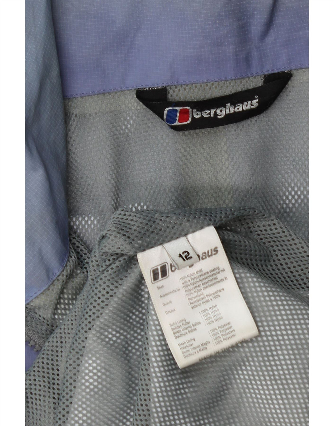 Damska, obszerna kurtka przeciwdeszczowa z kapturem Berghaus UK 12, średni fiolet, nylon