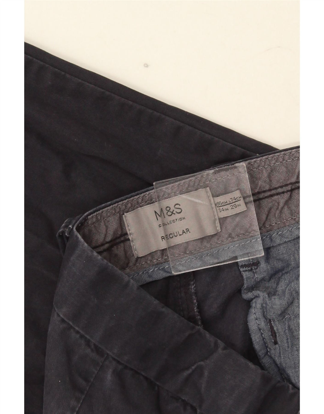 Męskie spodnie typu chino Regular Marks & Spencer W34 L29 Granatowa bawełna