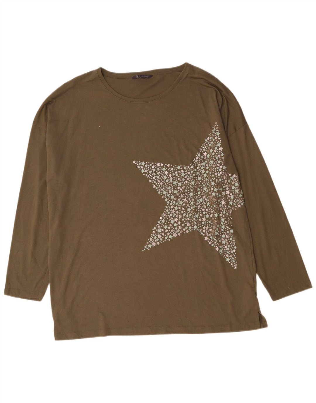 Marks & Spencer Damski top oversize z grafiką, z długim rękawem, UK 18 XL, khaki