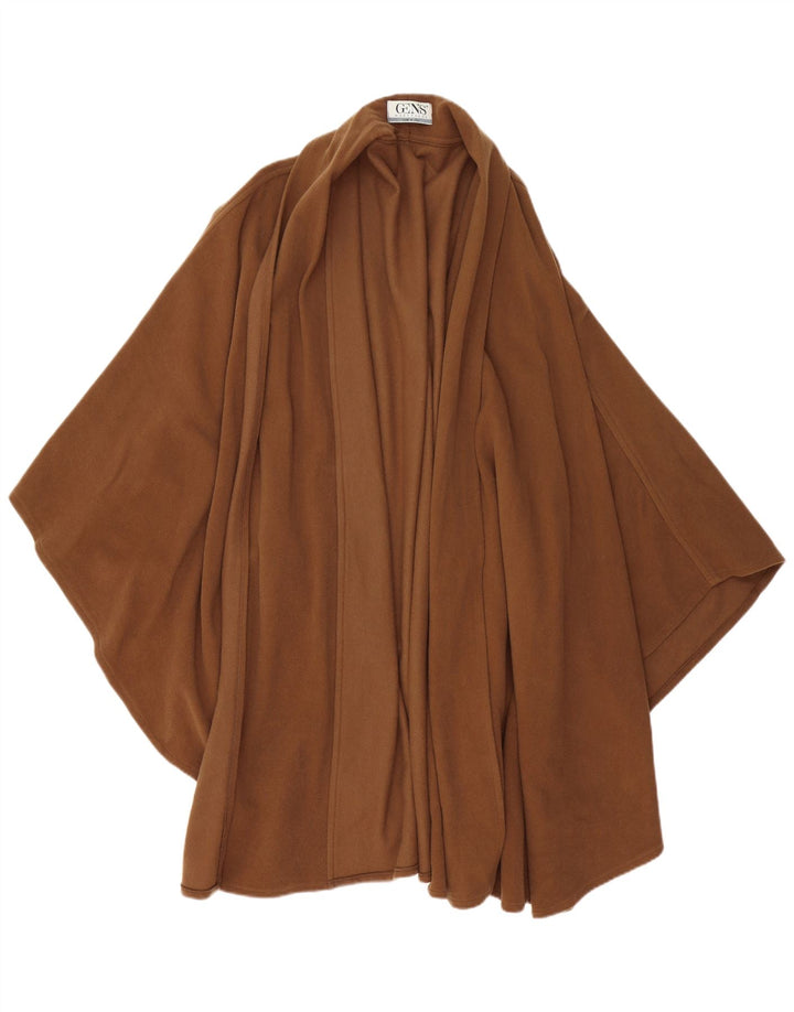 Vintage damski płaszcz poncho w jednym rozmiarze, brązowa wełna