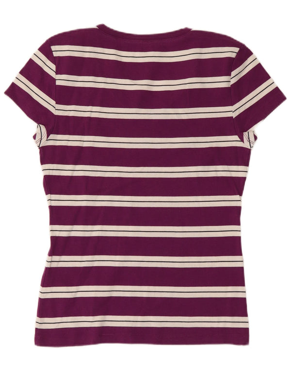 T-shirt damski Tommy Hilfiger Top UK 14, duży, bawełniany w fioletowe paski