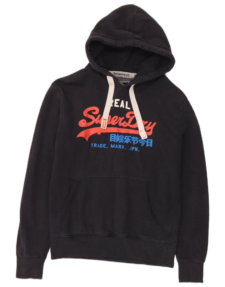 Męski sweter z kapturem Superdry z grafiką, średniej wielkości, czarny, bawełniany