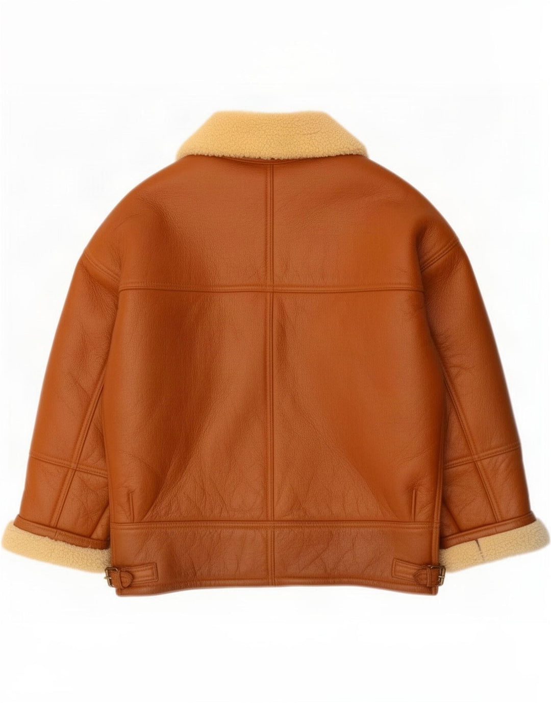 Męska kurtka shearling w stylu vintage zapinana na 3 guziki IT 48 Średni brąz Kolorblok