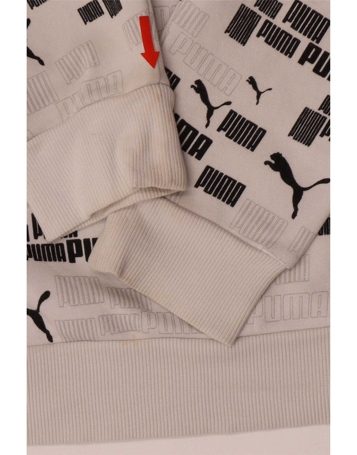 Męski sweter z kapturem Puma z grafiką, mały, biały, bawełniany