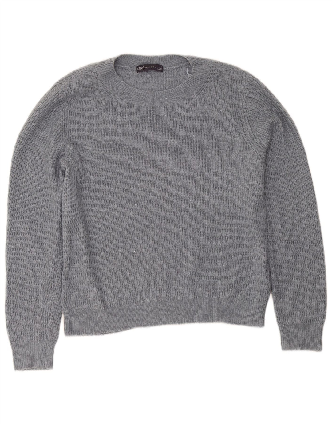 Marks & Spencer Damski sweter z okrągłym dekoltem UK 12 Średni szary akryl