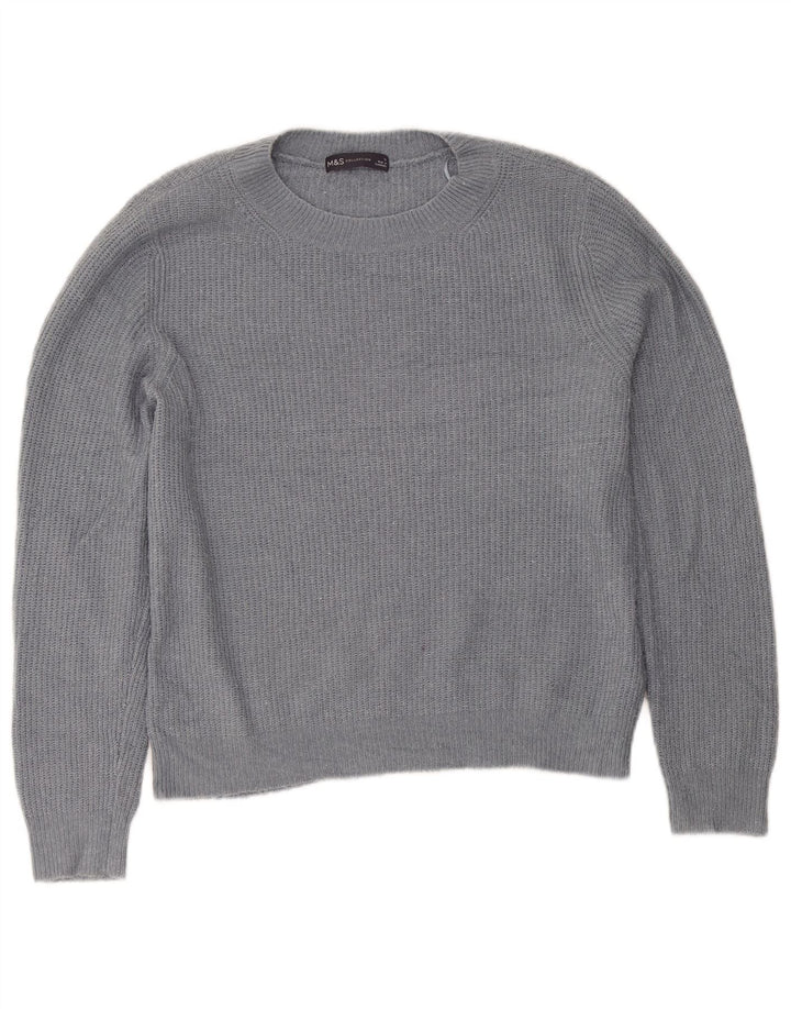 Marks & Spencer Damski sweter z okrągłym dekoltem UK 12 Średni szary akryl