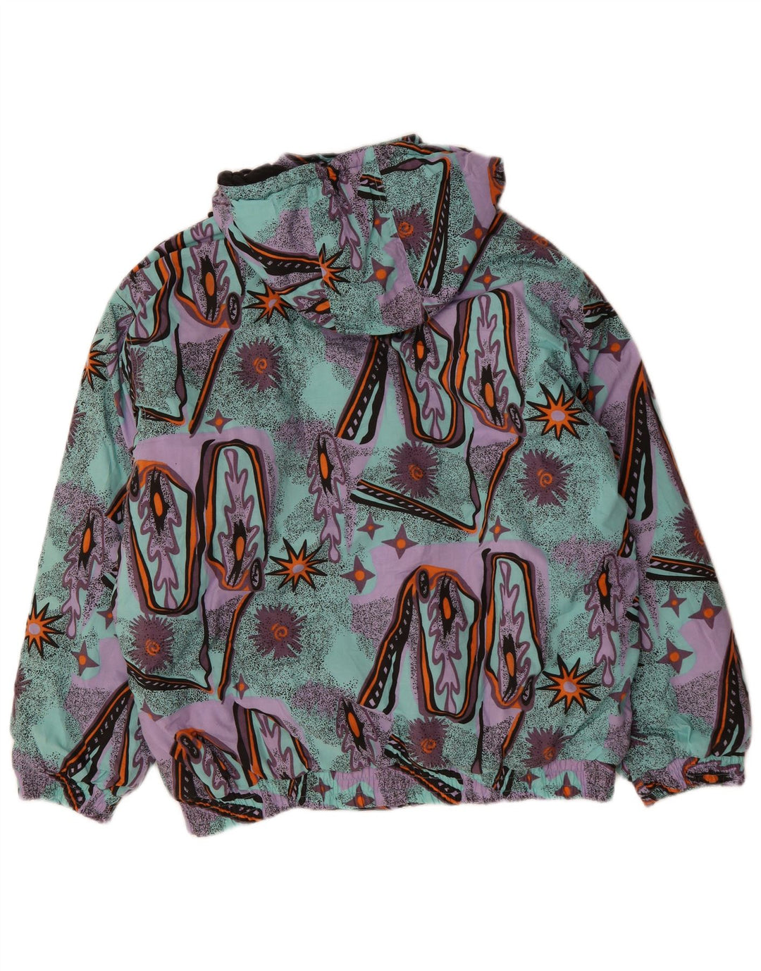 Męska wiatrówka VINTAGE w abstrakcyjny wzór UK 38 Średni turkus