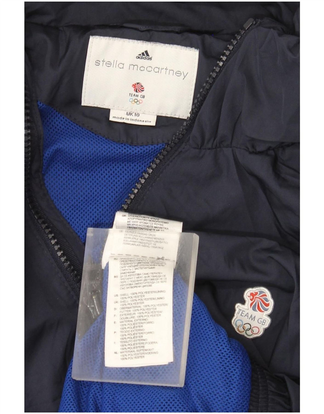 Adidas Damska Stella McCartney Oversized Kurtka Przeciwdeszczowa UK 10 Mała Granatowa