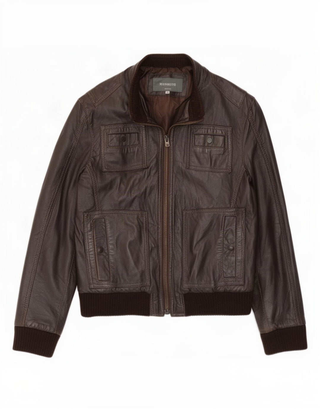Vintage męska kurtka skórzana bomber IT 48 średni brąz