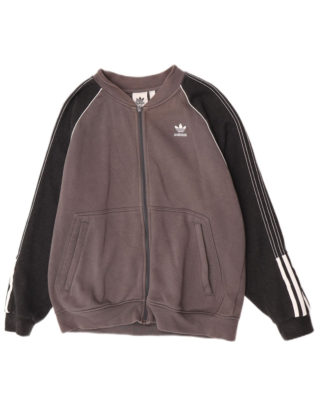 Adidas Męska bluza dresowa, duża, szara, bawełniana z blokami kolorów