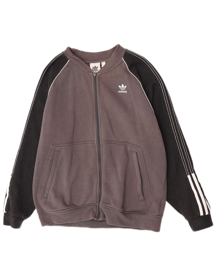 Adidas Męska bluza dresowa, duża, szara, bawełniana z blokami kolorów