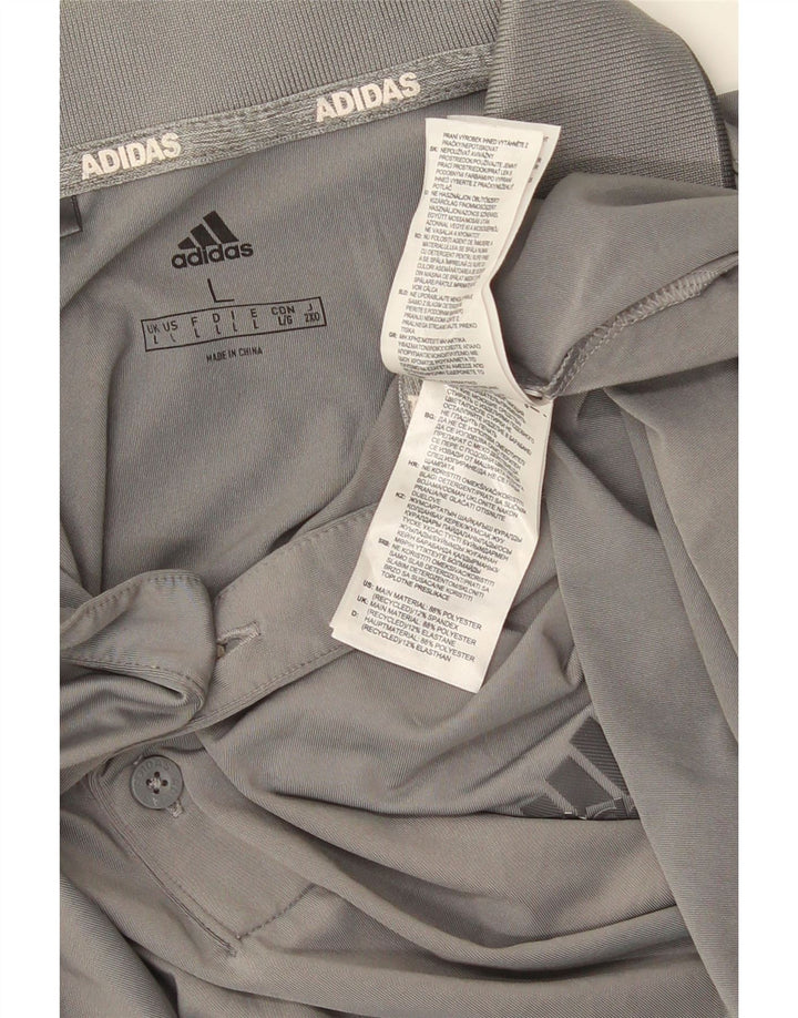 Męska koszulka polo ADIDAS, duża, szara, z poliestru