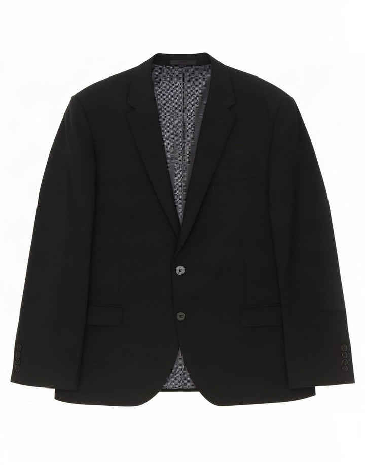 Marks & Spencer Męska marynarka zapinana na 2 guziki, rozmiar 54, 2XL, czarna wełna