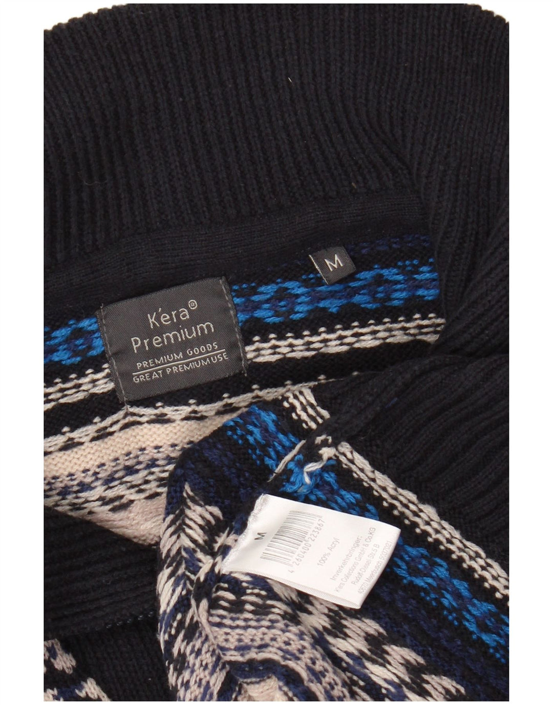 Męski sweter z zamkiem w stylu VINTAGE, średni, wielobarwny, akrylowy, w paski