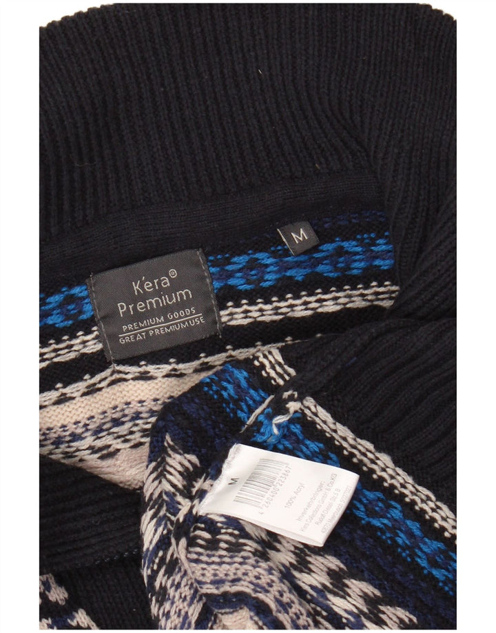Męski sweter z zamkiem w stylu VINTAGE, średni, wielobarwny, akrylowy, w paski